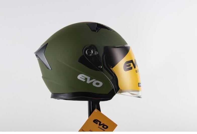 EVO ELEGANT 528 ÇENESİZ GÖZLÜKLÜ MOTOSİKLET KASKI YEŞİL - S