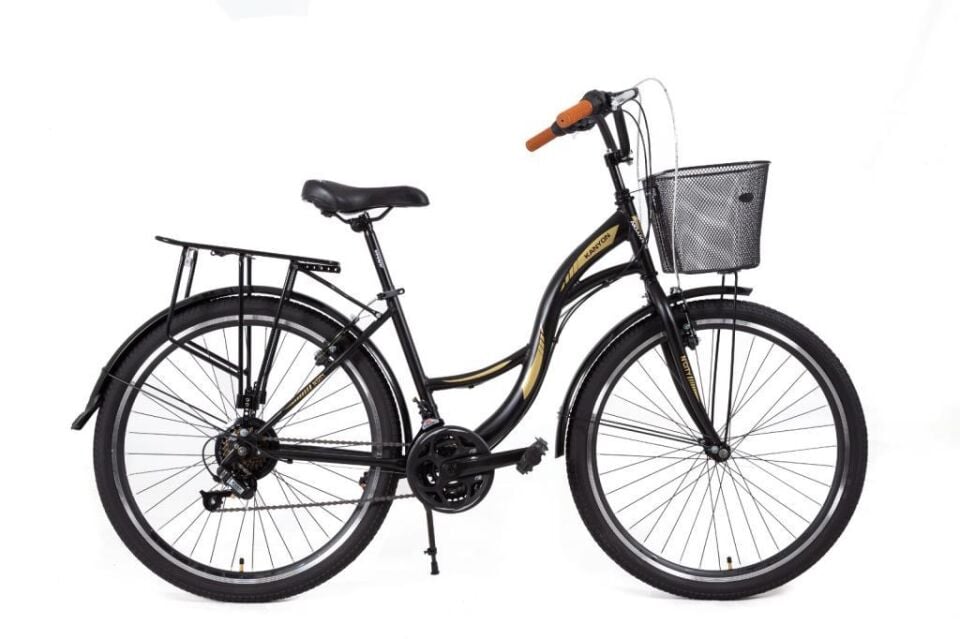 TOTEM 26 JANT 21 VİTES ÇAMURLUK BAGAJLI ŞEHİR TUR BİSİKLETİ SİYAH/PEMBE