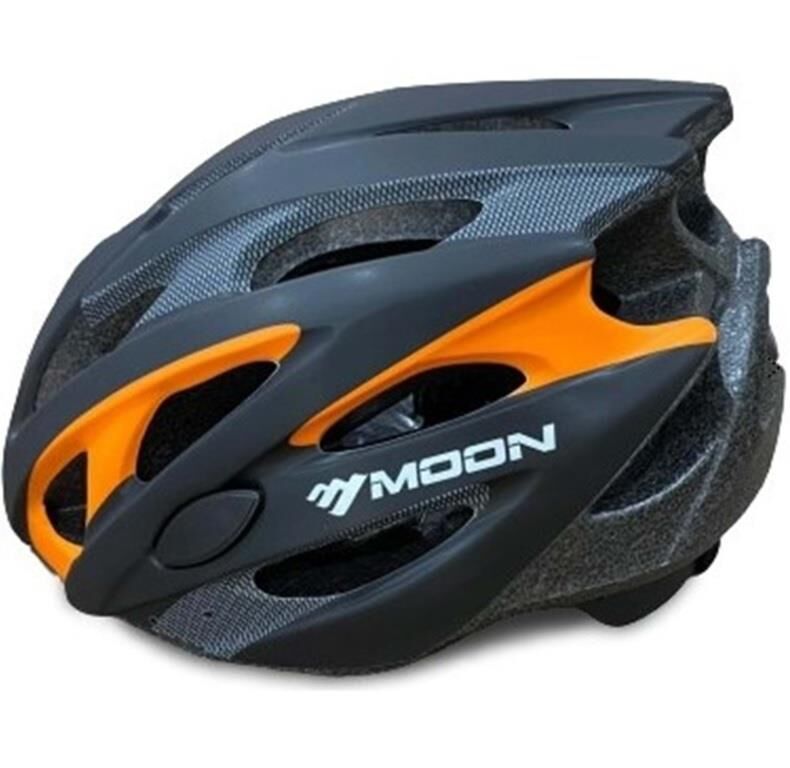 MOON MV88 CARBON DESEN IŞIKLI AYARLI BİSİKLET KASKI SİYAH-TURUNCU
