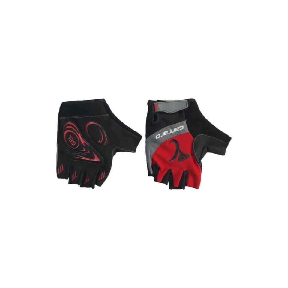 Carraro Orjinal Kısa Parmak Jelli Bisiklet Eldiveni V7 M - SİYAH-KIRMIZI