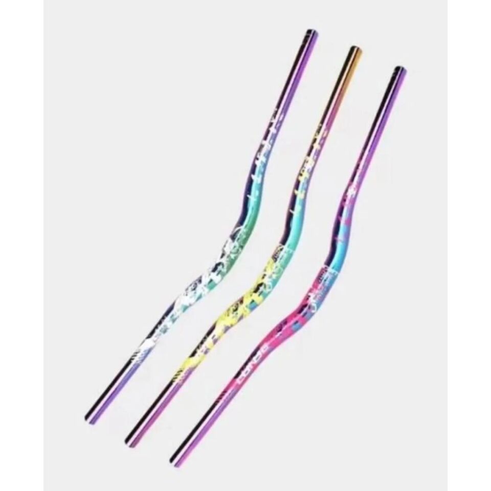 WAKE 780MM Alüminyum 31.8 Bisiklet Gidon + Boğaz Seti RAİNBOW