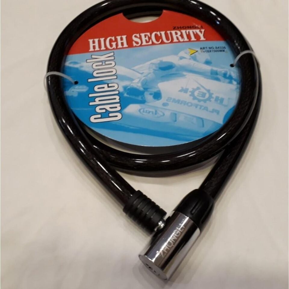 Zhongli Bisiklet Motosiklet Demir Başlı 18*120 cm Halat Kilit